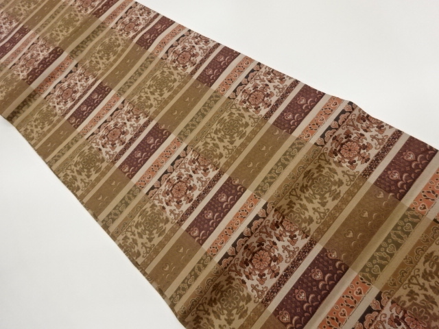 JAPANESE HIRAKI NAGOYA OBI / WOVEN FLOWER CREST